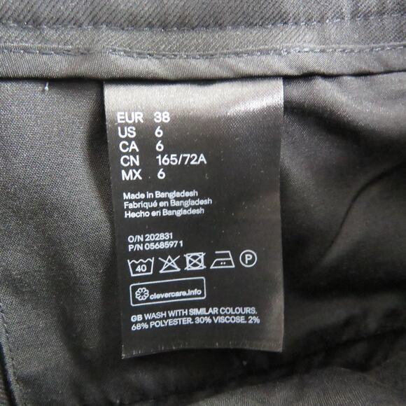 H&M Black Straight Leg High Rise Dress Pants Size 6 Trousers 29" - Picture 5 of 6